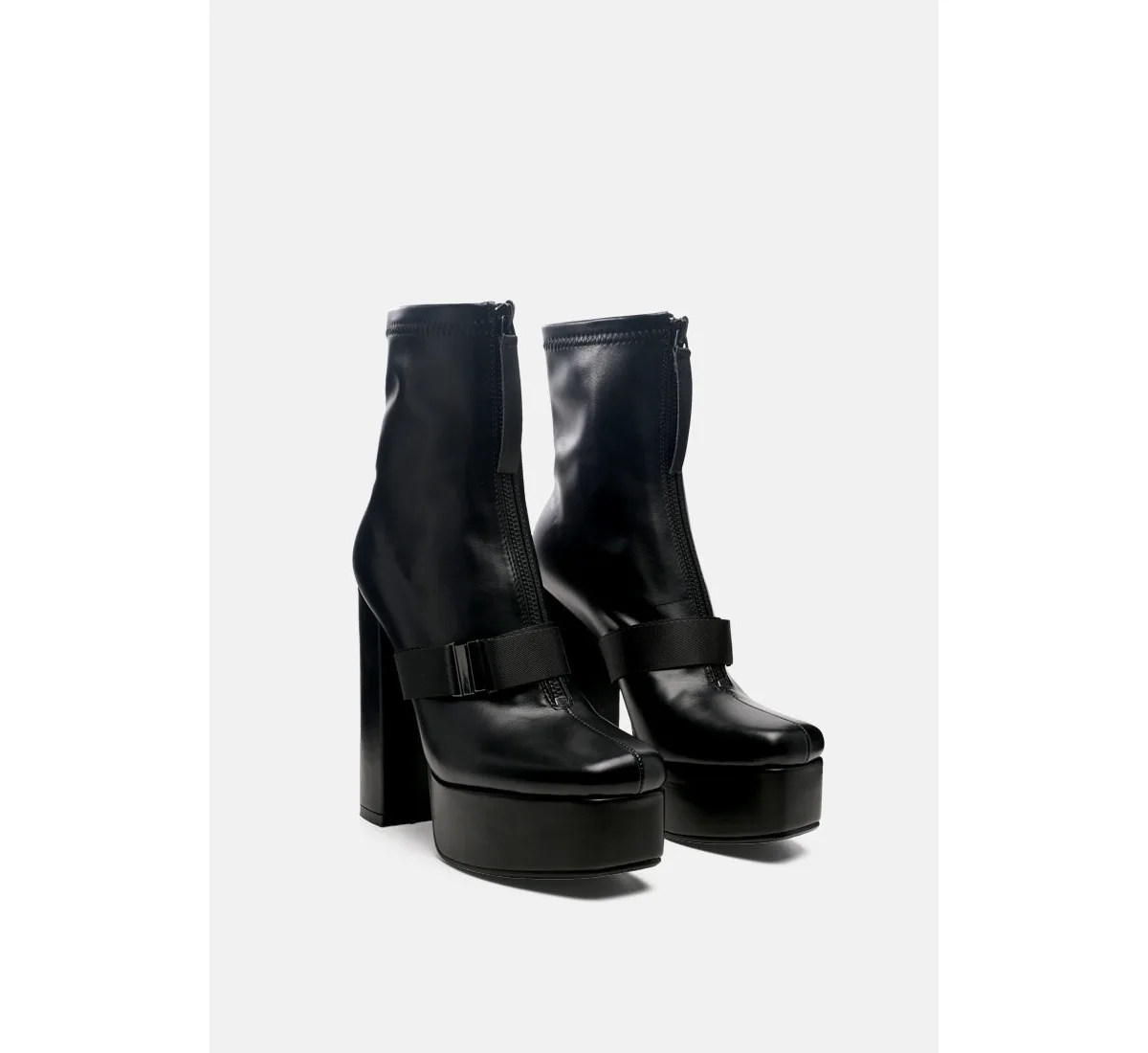 Boomer Chunky High Block Heel Boots by London Rag