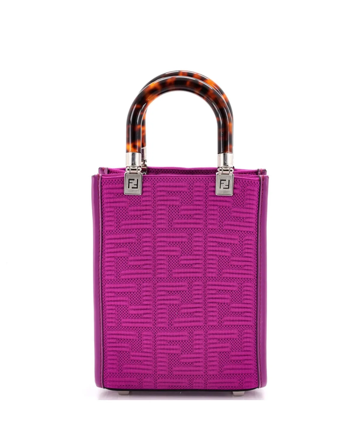Pre-Owned Mini Sunshine Shopper Tote Zucca Technical Mesh by FENDI