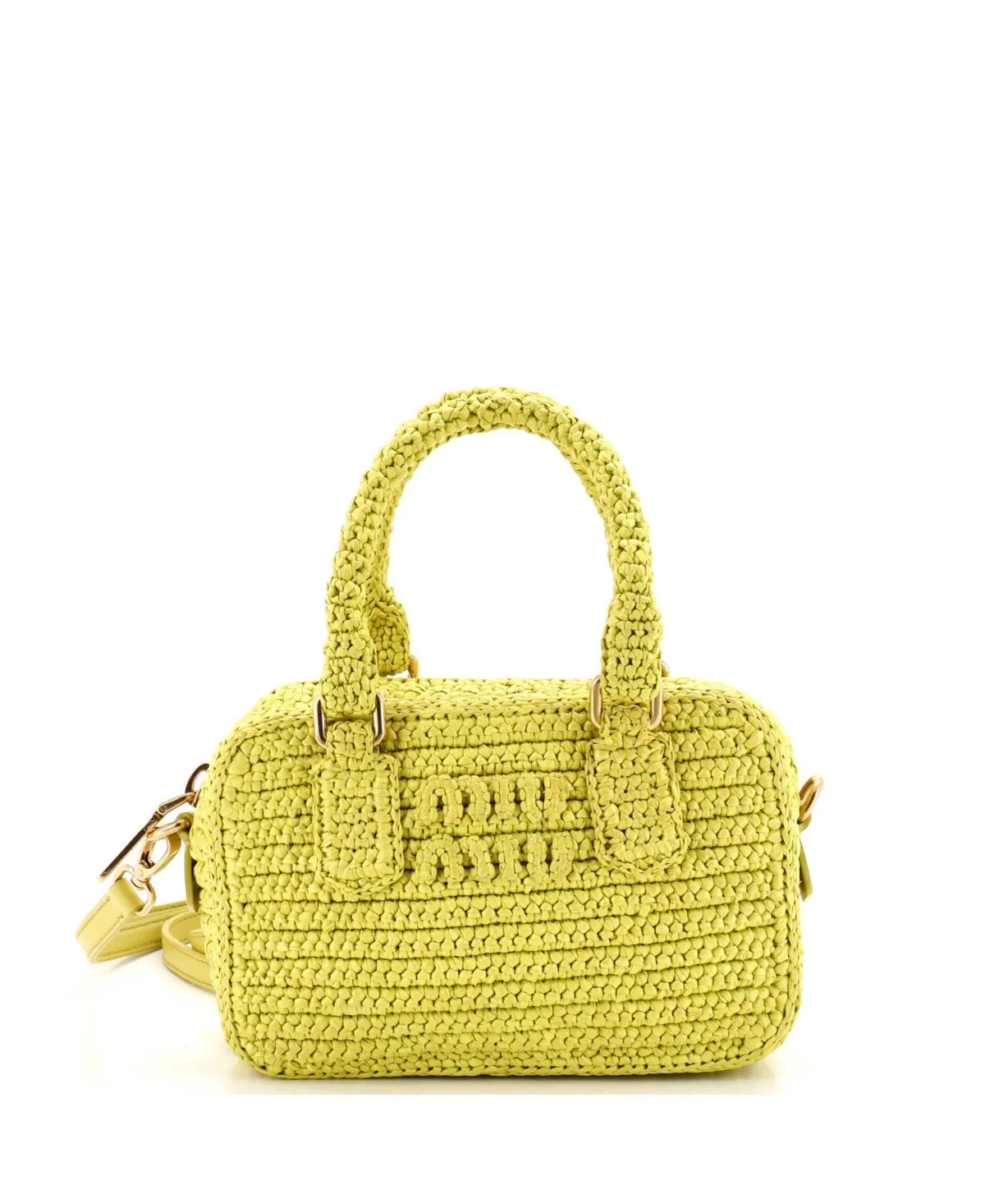 Pre-Owned Small Arcadie Top Handle Bag Crochet Raffia by Miu Miu