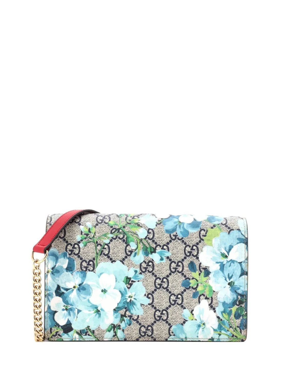 Pre-Owned Chain Wallet Blooms Print Gg Coated Canvas by Gucci