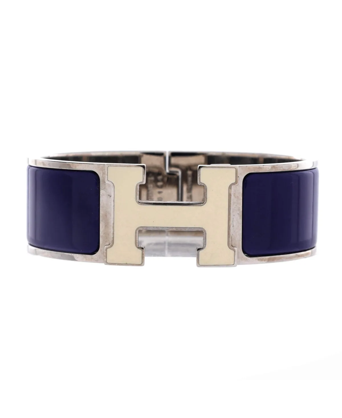 Silver-Tone Enamel Clic Clac H Bangle Bracelet - Metal by Hermes