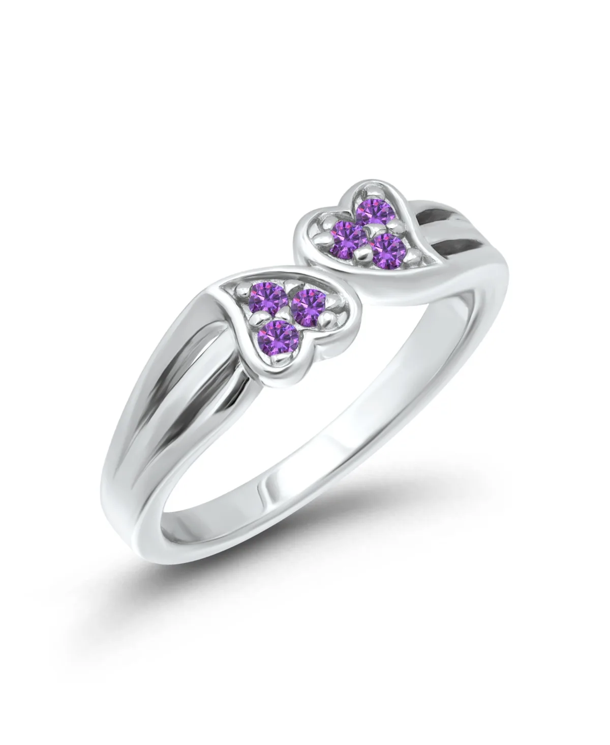 Silver-Tone Cubic Zirconia Double Heart Promise Ring by Macy's