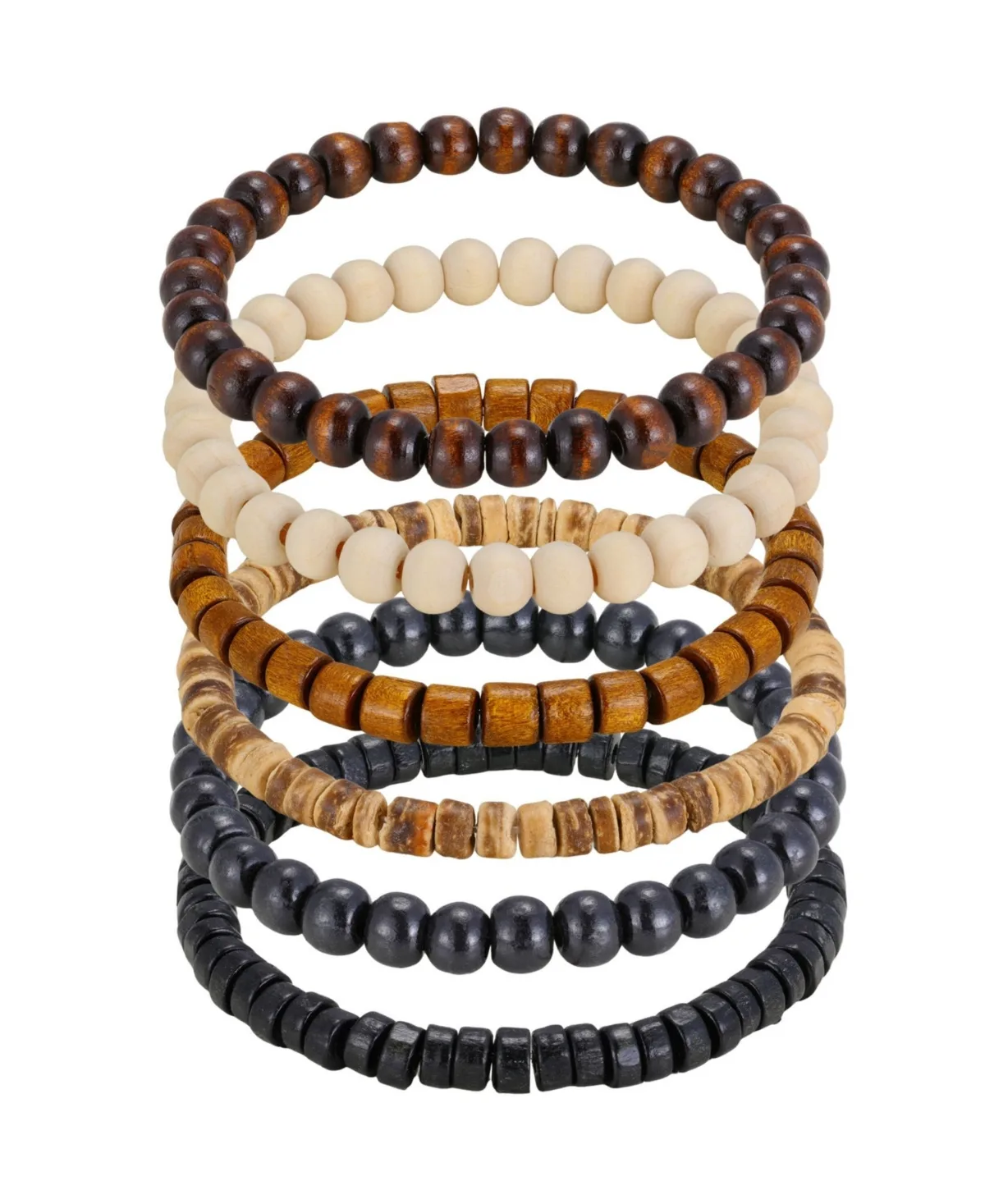 Stretch Wood Bead Multi-Strand Bracelets, 3-Piece Set by Adornia
