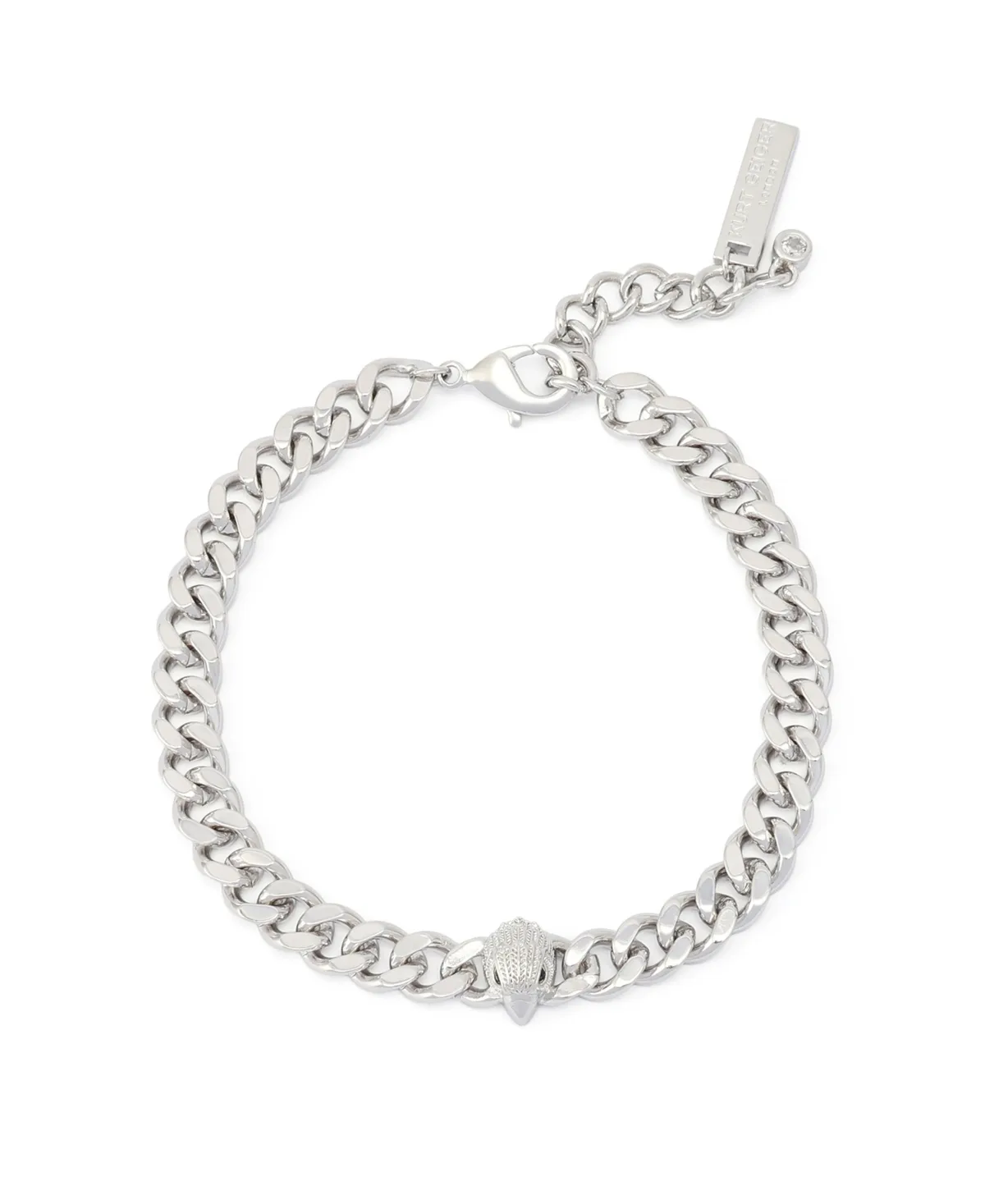 Robert Lee Morris Soho Silver-Tone Glass Crystal Signature Eagle Curb-Chain Adjustable Bracelet by Kurt Geiger