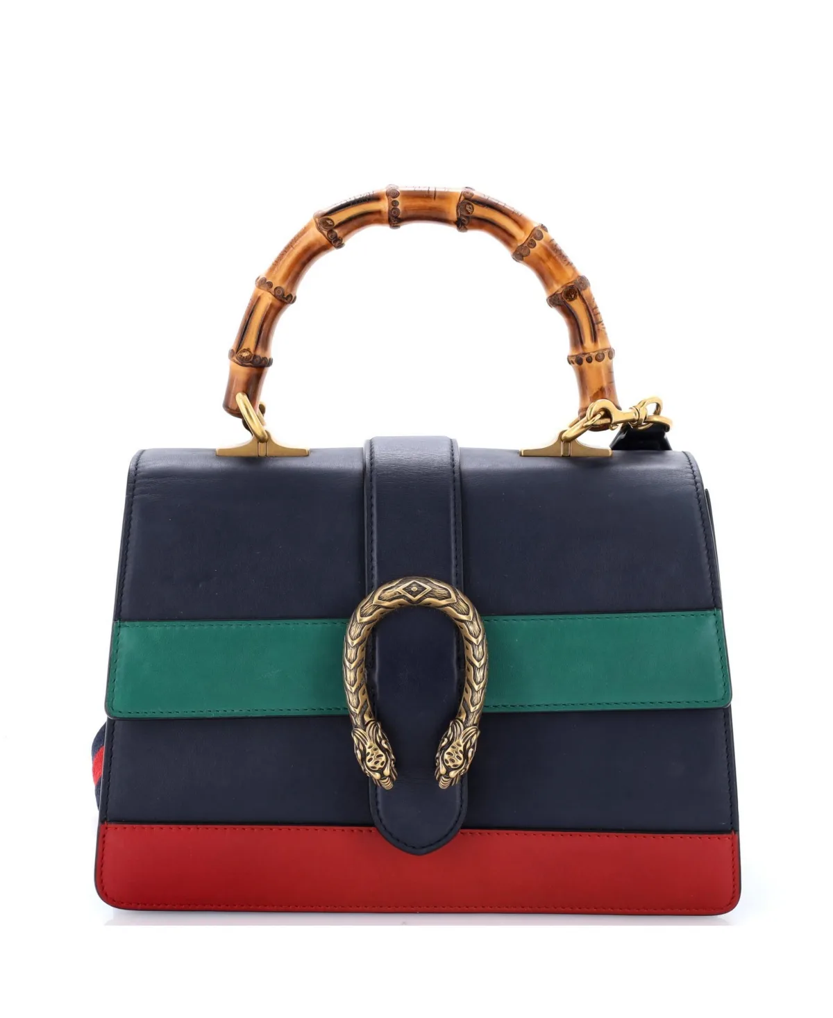 Pre-Owned Gucci Medium Dionysus Bamboo Top Handle Bag Colorblock Leather by Gucci