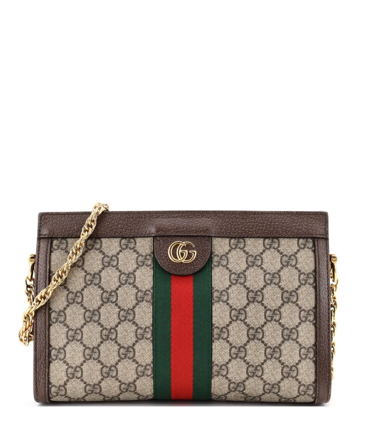 Pre-Owned Gucci Small Ophidia Chain Shoulder Bag Gg Coated Canvas