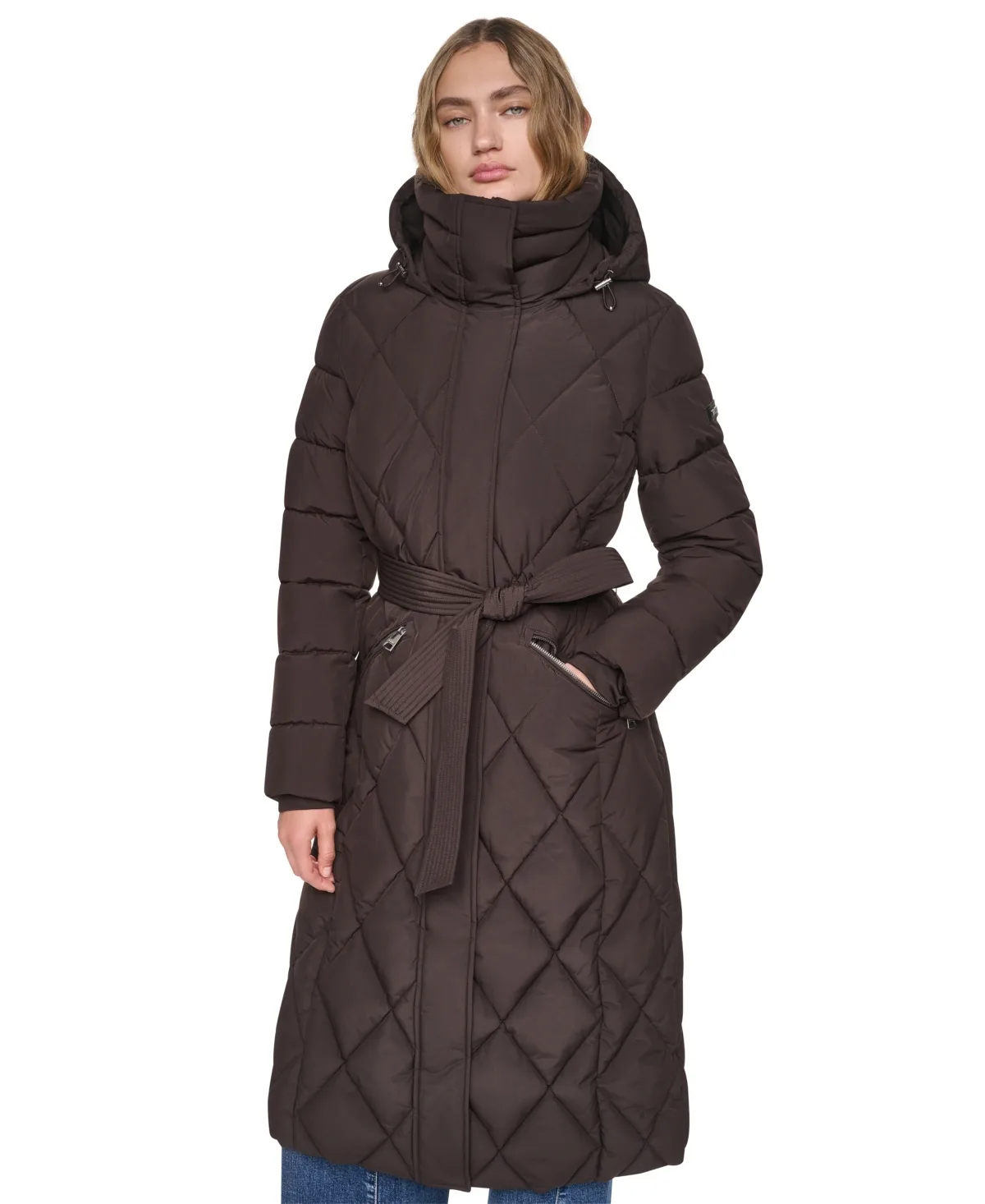 Long Belted Quilted Puffer Coat