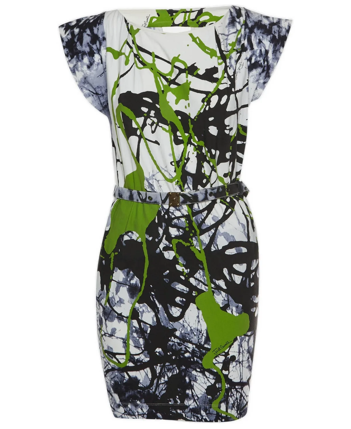Pre-Owned Just Cavalli Multicolor Cotton Cap Sleeve Midi Dress by Roberto Cavalli