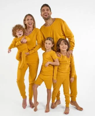 Matching Family Solid Mustard Yellow Cotton Pajamas by Leveret