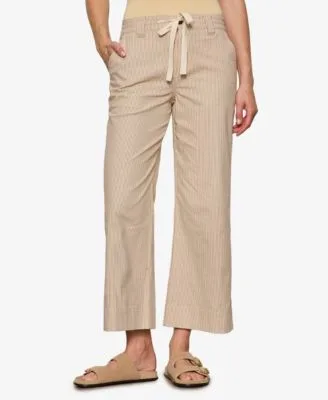 Cropped Lily Stripe Wide Leg Cotton Trousers by Sanctuary