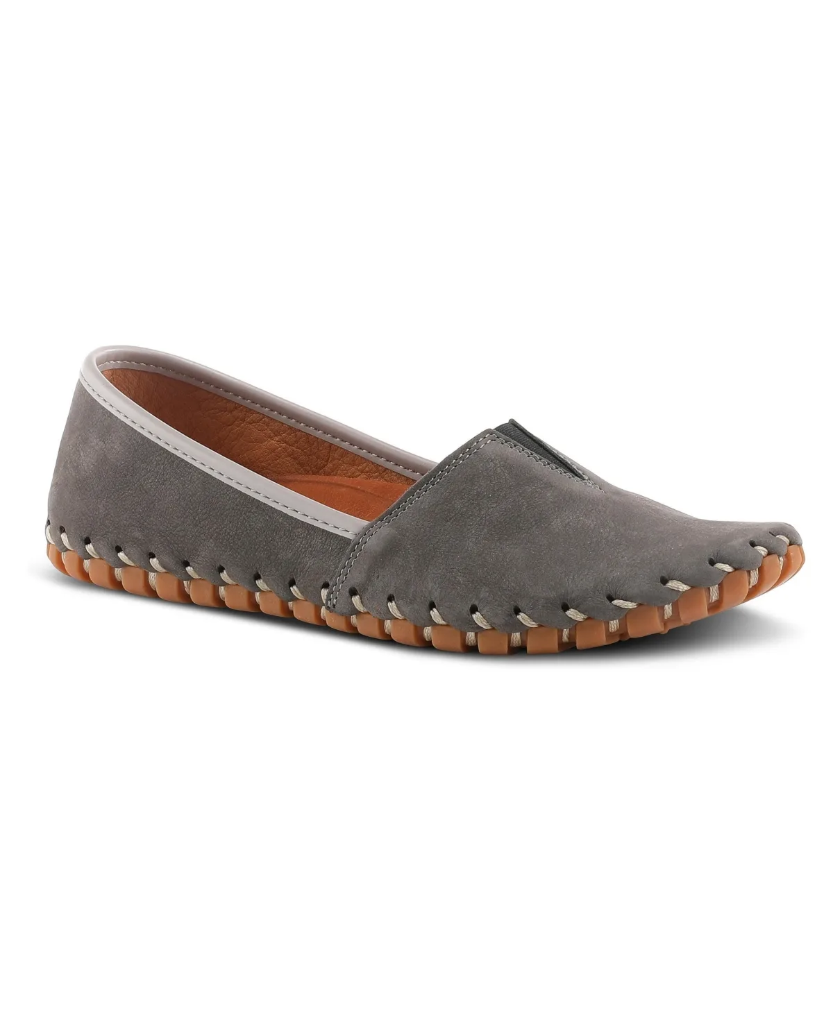 Kathaleta Suede Slip-On Comfort Flats with V-Elastic Notch, Arch Support & Removable Insole by Spring Step