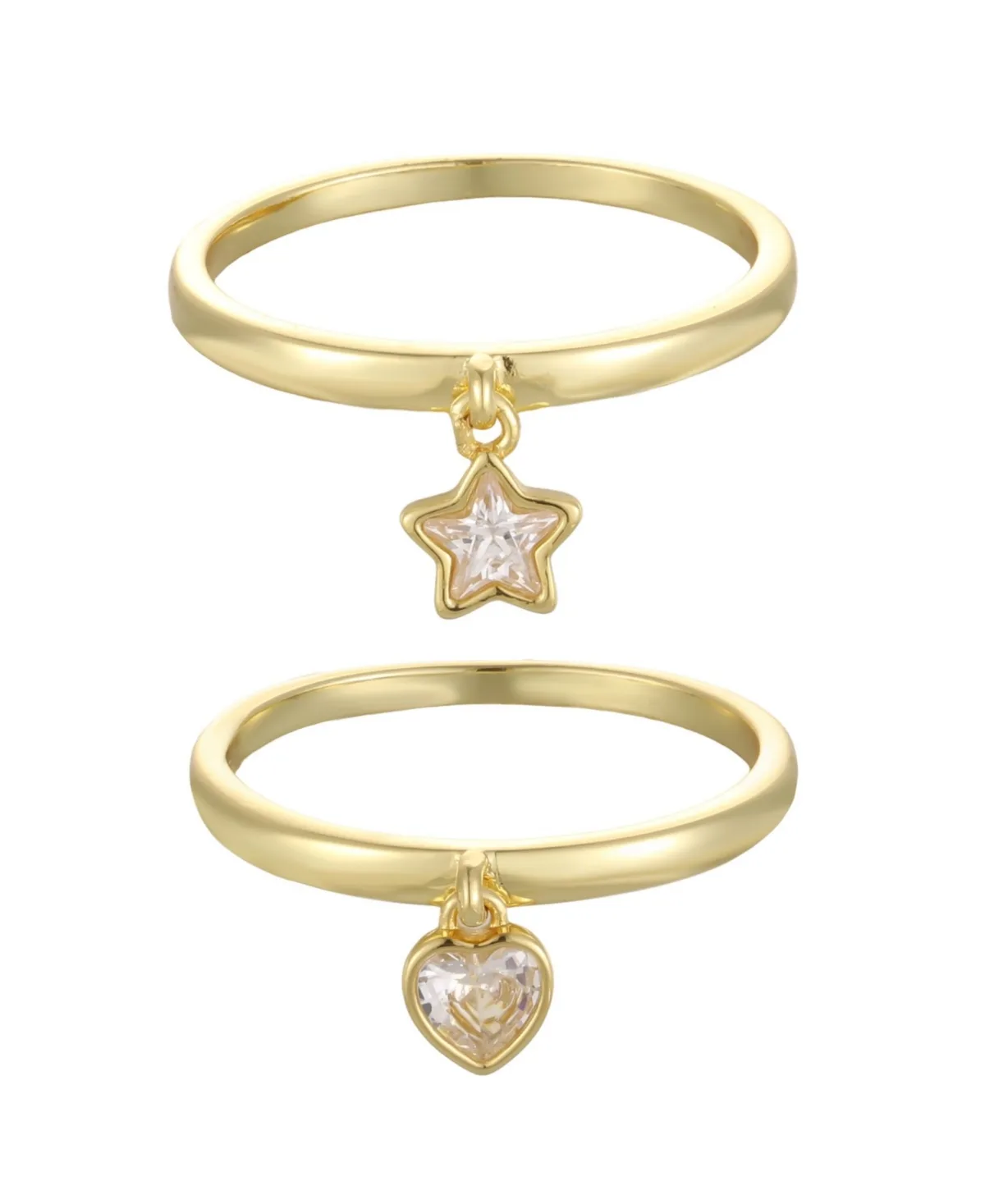 Cubic Zirconia Star Heart Dangle Open Ring by Adornia