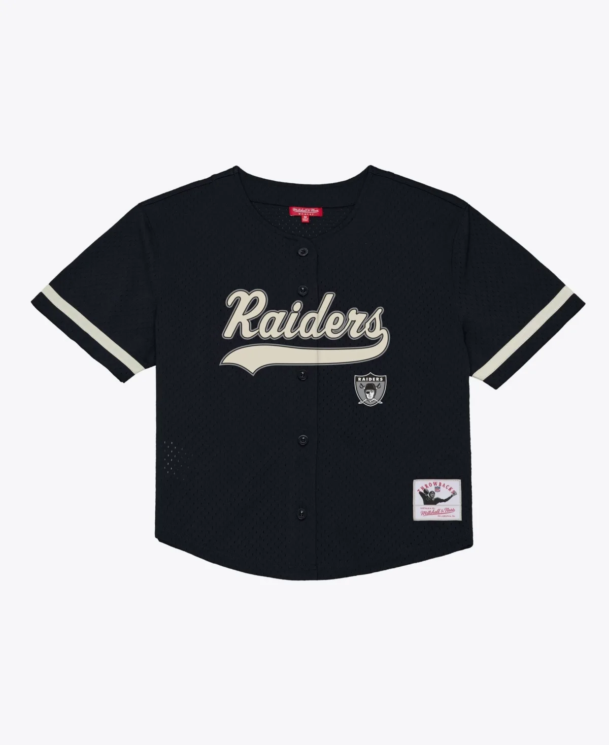 Las Vegas Raiders Short-Sleeve Button-Front Jersey by Mitchell & Ness