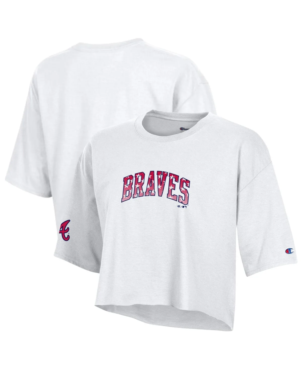 Atlanta Braves Cropped Graphic Oversized T-Shirt by Champion