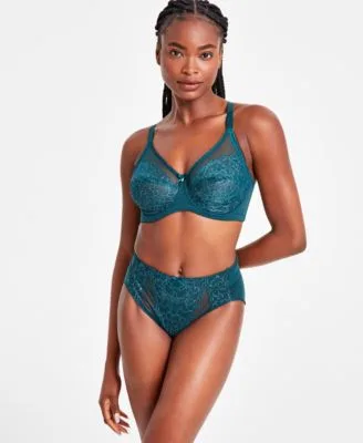 Retro Chic Full Figure Underwire Bra High Cut Brief Underwear by Wacoal