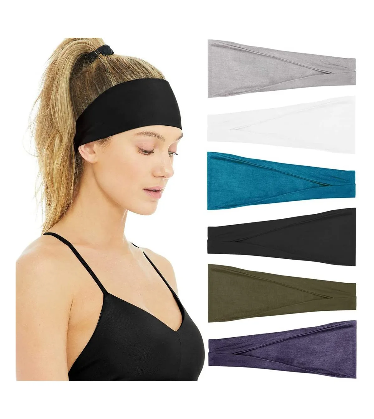 Non-Slip Stretch Headbands, 6-Pack by Peneyon