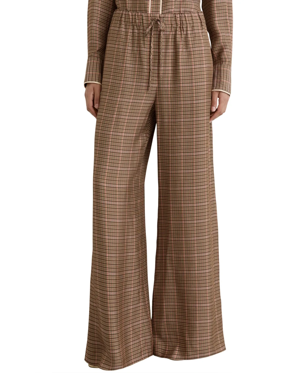 Minnie Wide-Leg Check Trousers by Reiss