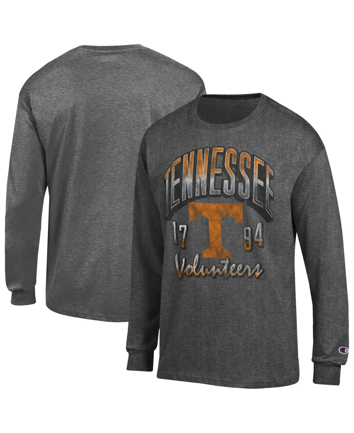 Tennessee Volunteers Bold Long-Sleeve Crewneck Distressed Graphics T-Shirt by Champion