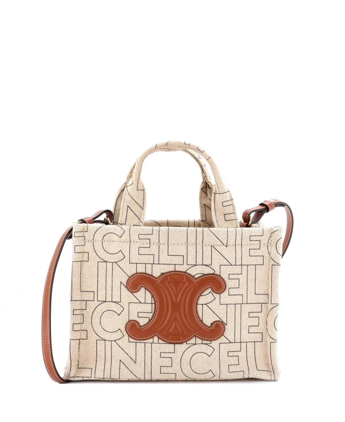 Pre-Owned Celine Small Cabas Thais Tote Triomphe Printed Canvas by Celine