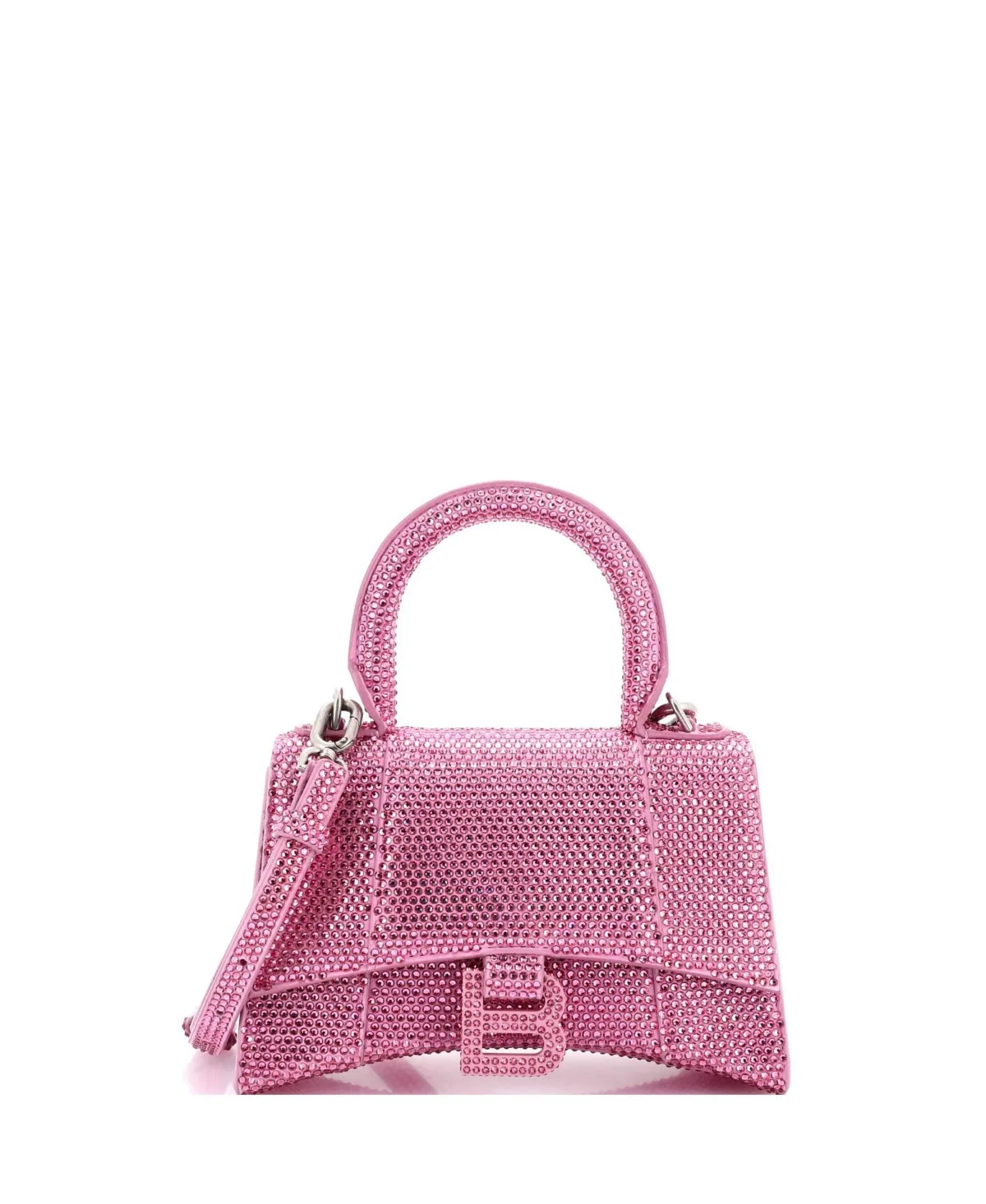 Pre-Owned Hourglass Top Handle Crystals Suede Shoulder Bag by Balenciaga