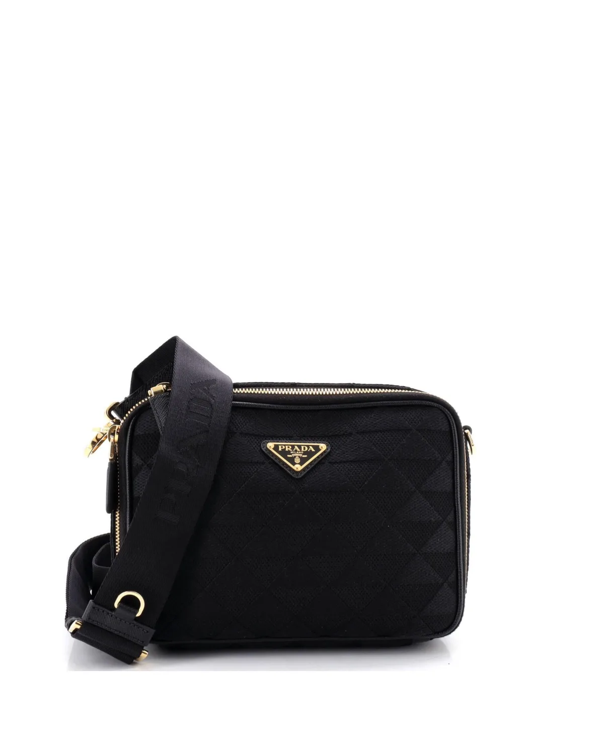 Pre-Owned Symbole Zip Around Shoulder Bag Jacquard by Prada