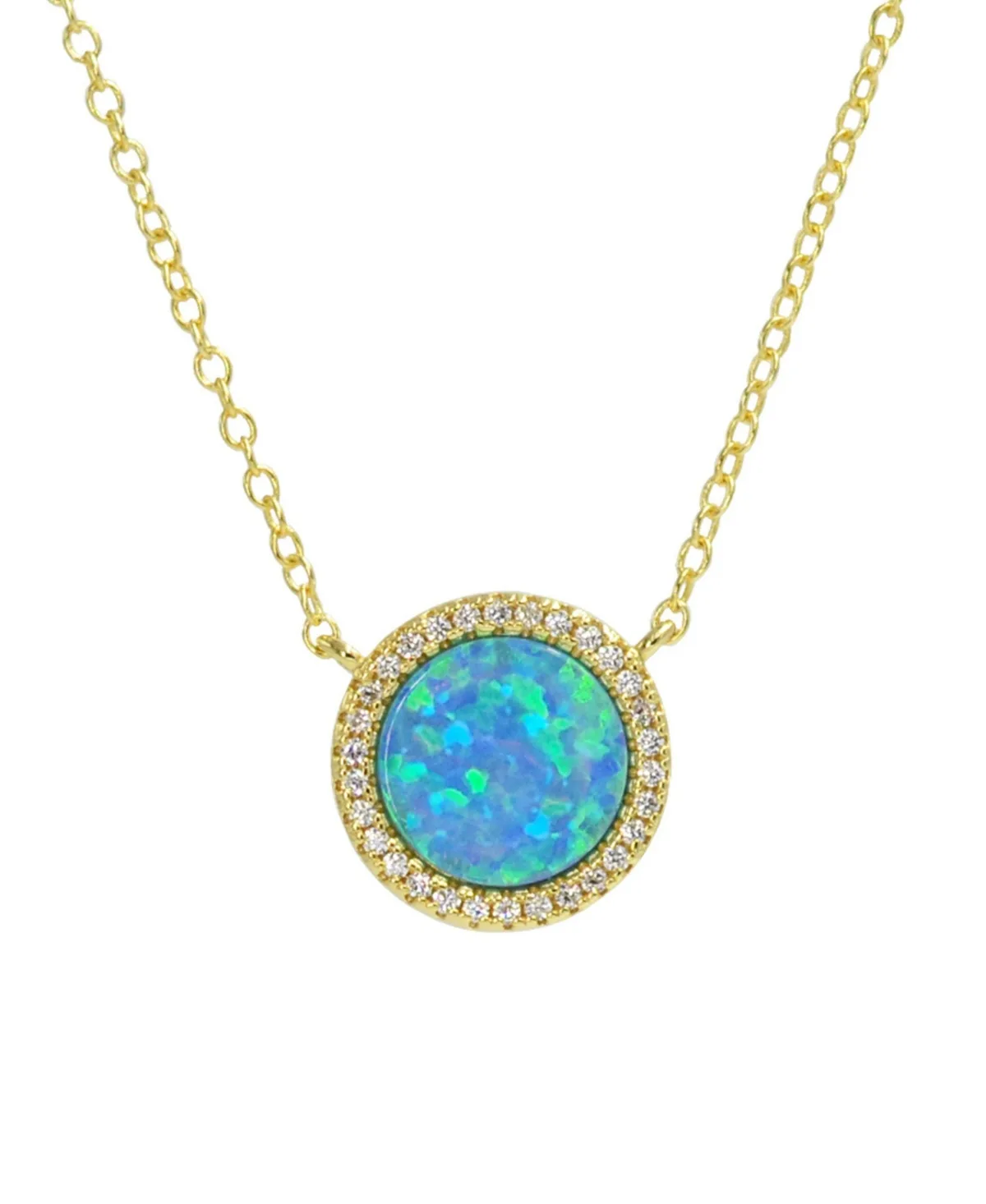 Beacon Necklace with Lab-Grown Opal in 14k Gold Plated Sterling-Silver by Kamaria