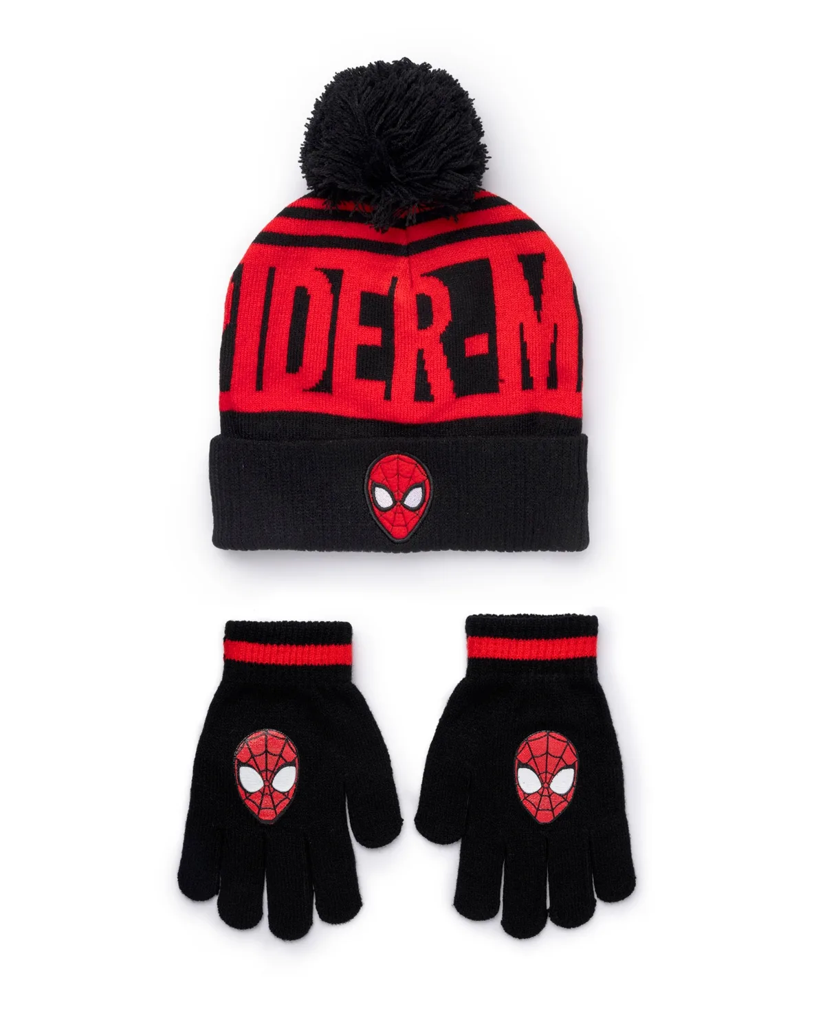Spider-Man Pom-Pom Rib-Knit Hat and Gloves, 2-Piece Set by Spider Man