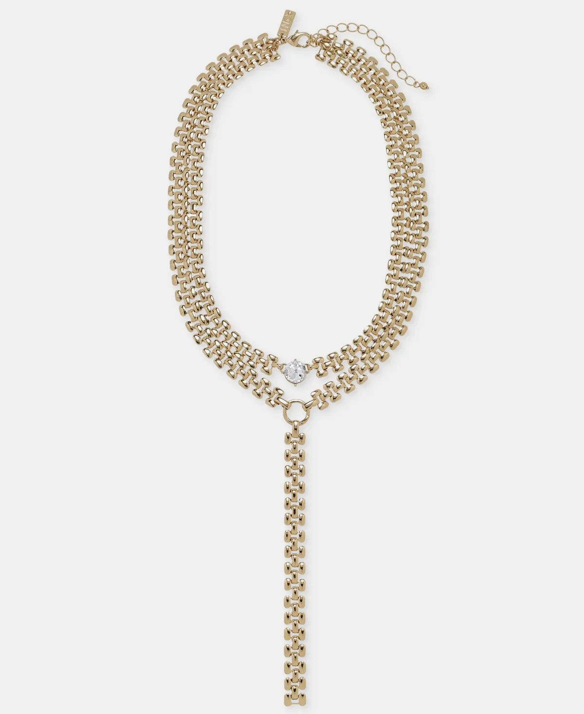 Crystal Layered Lariat Necklace, 17 + 3 Extender by INC International Concepts