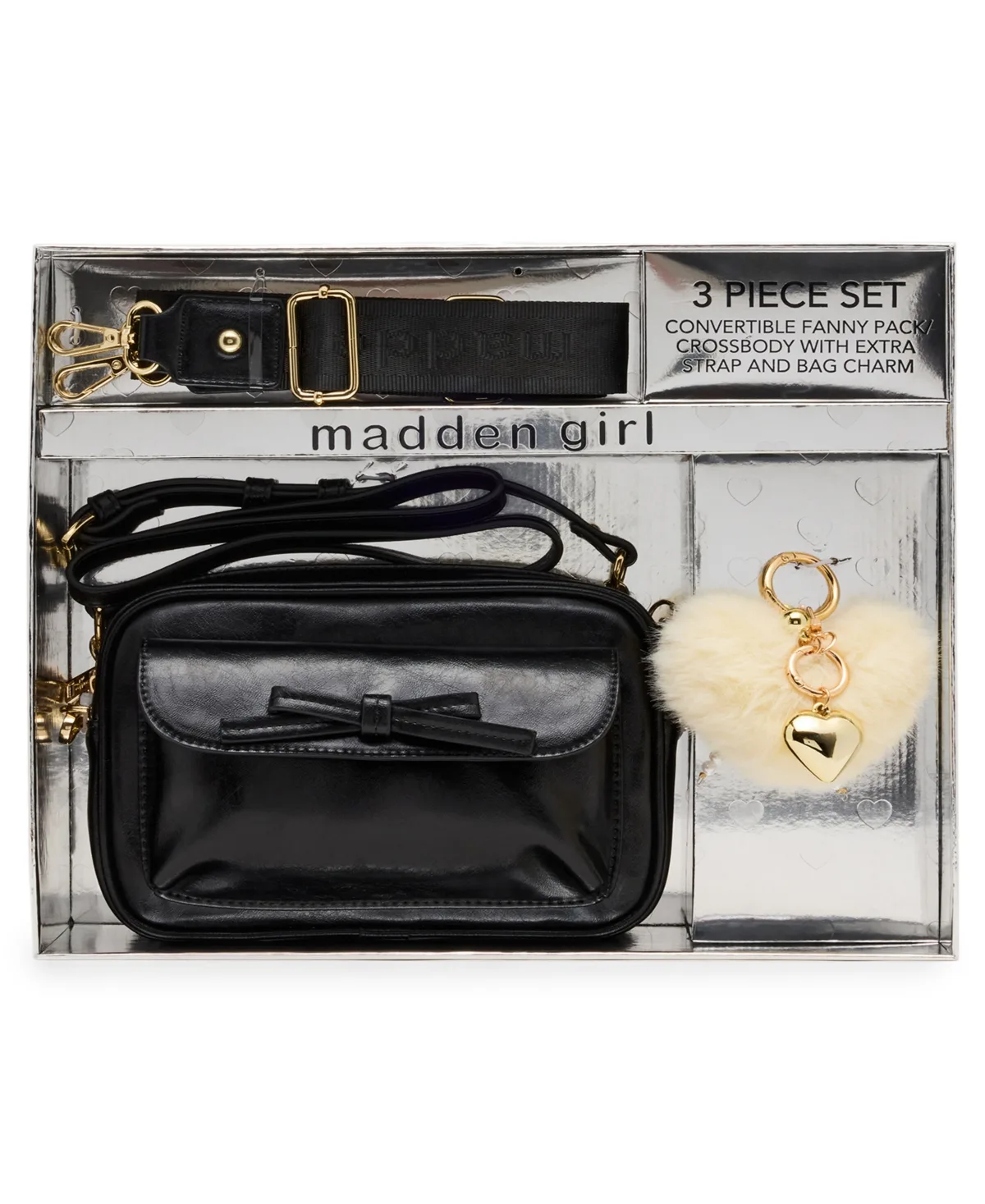 Faux Leather Crossbody Bag, 3-Piece Set by Madden Girl
