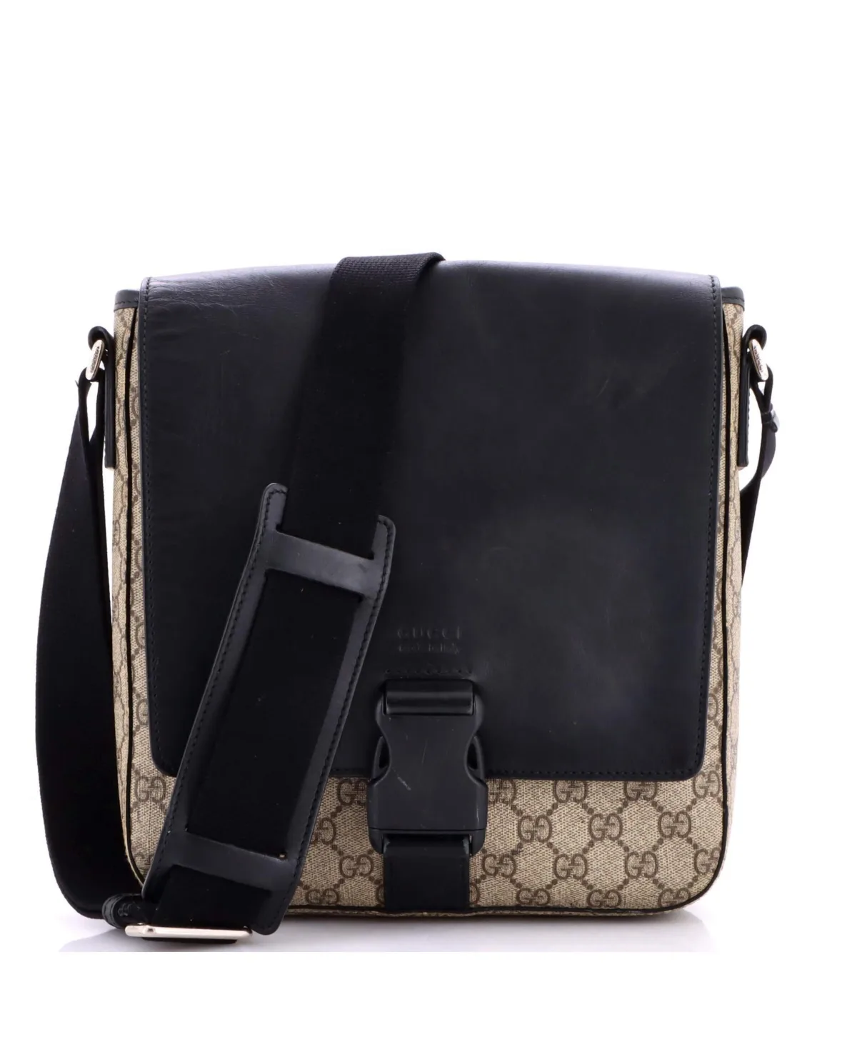 Pre-Owned Medium Buckle Flap Messenger Bag Gg Coated Canvas with Leather by Gucci