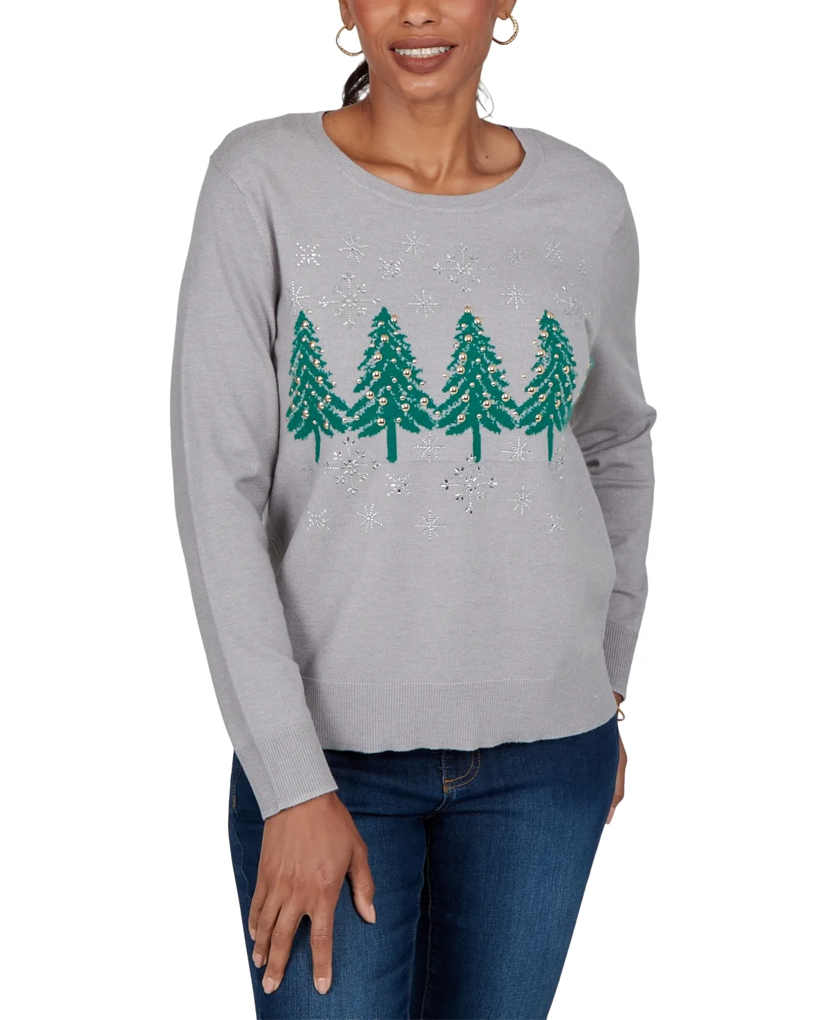 Holiday Embellished Crewneck Pullover Sweater by Ruby Rd