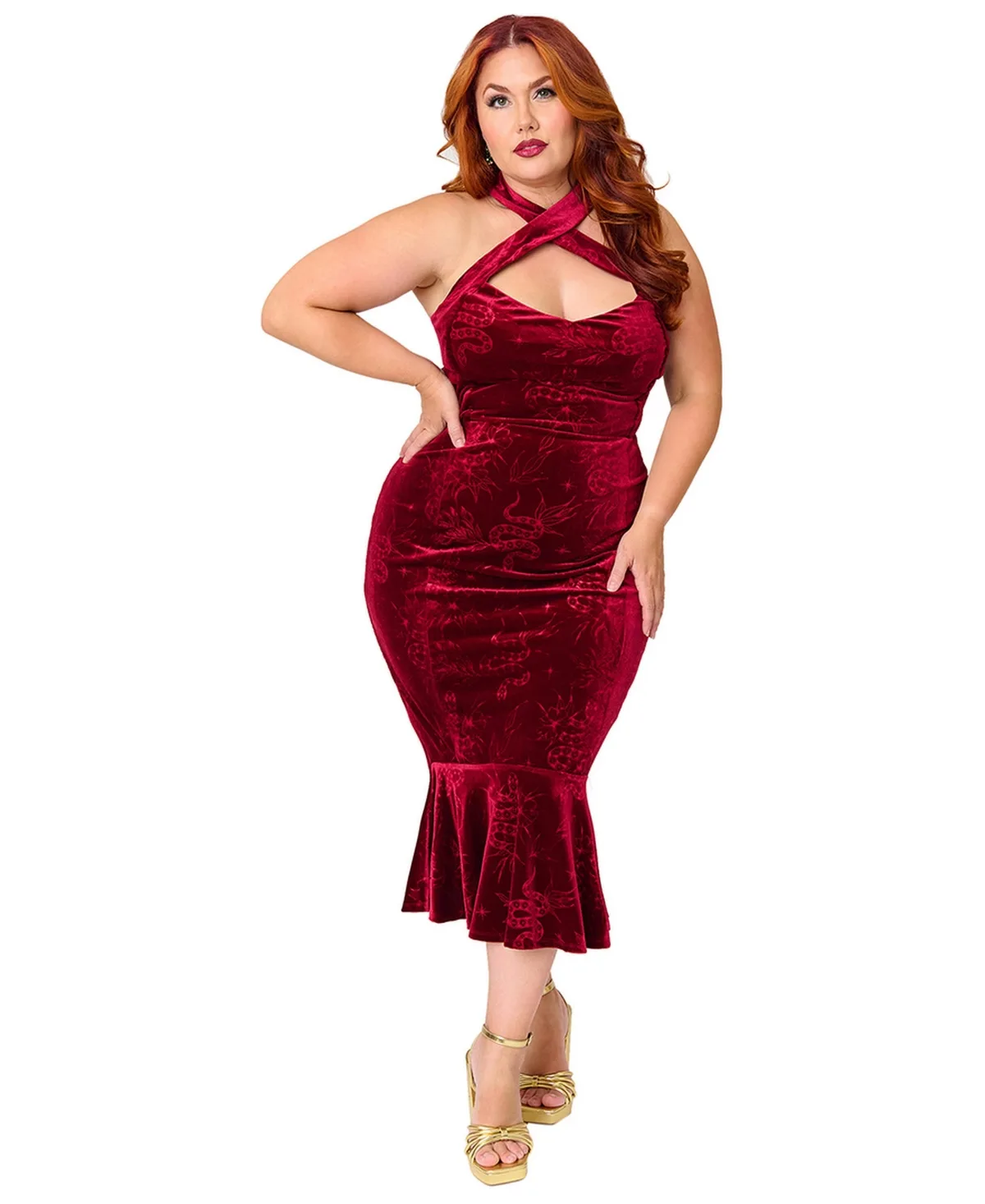Penelope 1950s-Style Sweetheart Halter Dress by Unique Vintage