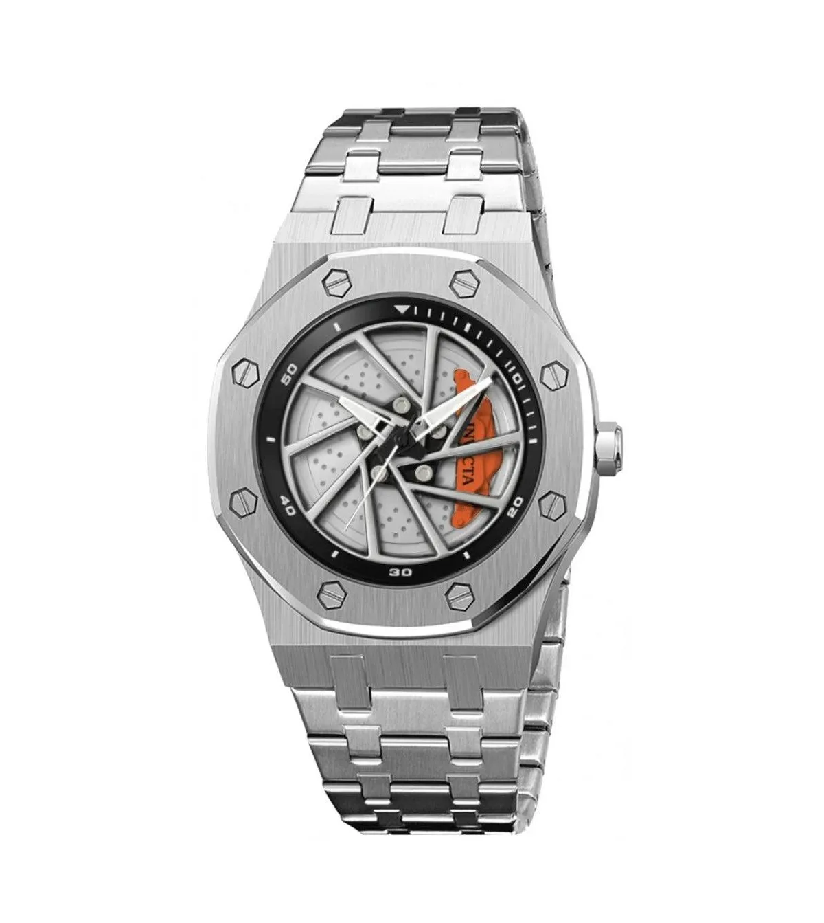Quartz Speedway Black Dial Steel-Tone Stainless Steel Watch, 42mm by Invicta