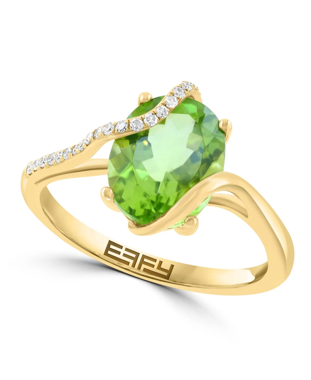 Peridot and Diamond Cocktail Ring (2-5/8 ct. t.w. Peridot, 1/10 ct. t.w. Diamond) in 14k Yellow Gold by Effy Collection