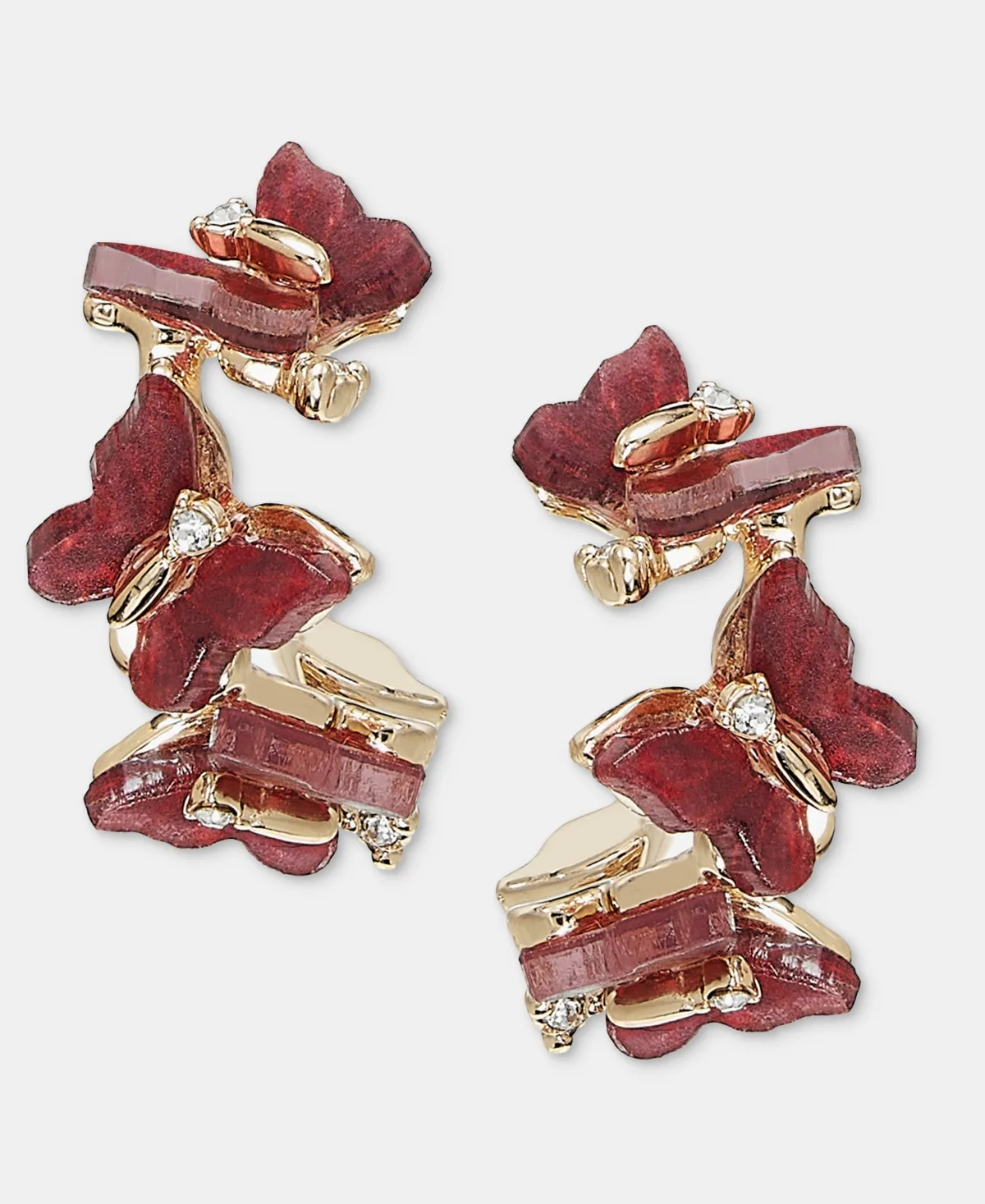 Crystal Burgundy Butterfly-Hoop Earrings by Lonna & Lilly