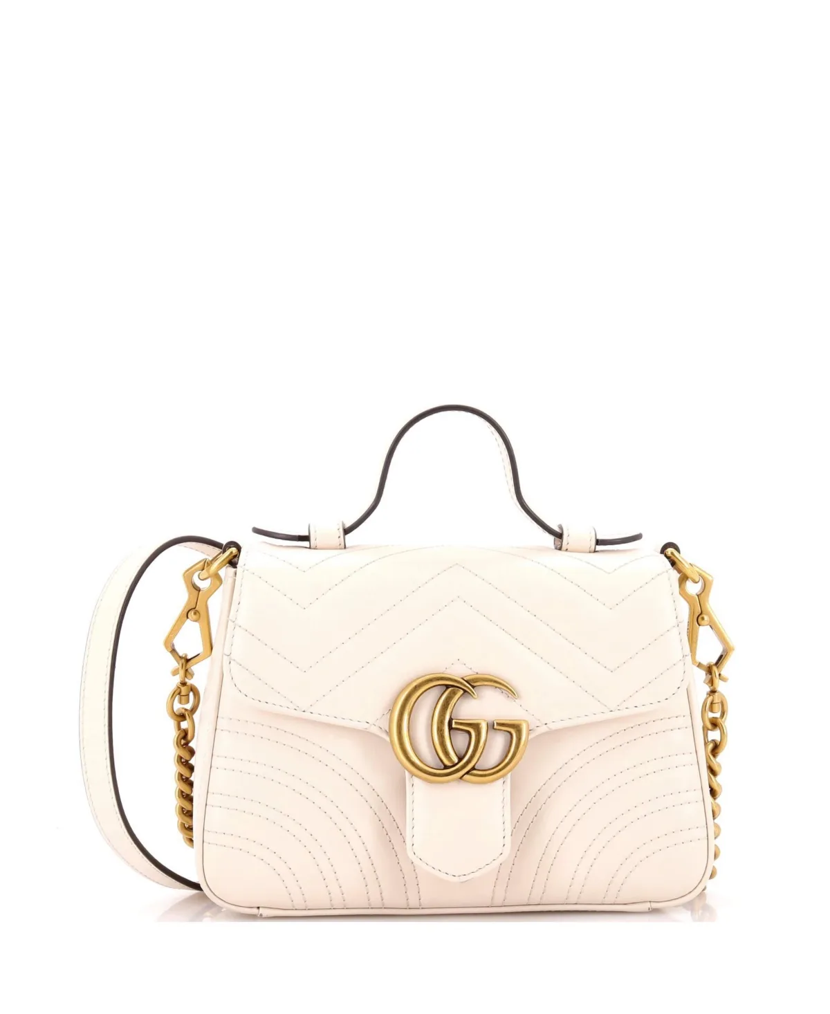 Pre-Owned Gucci Mini GG Marmont Top Handle Flap Bag Matelasse Leather