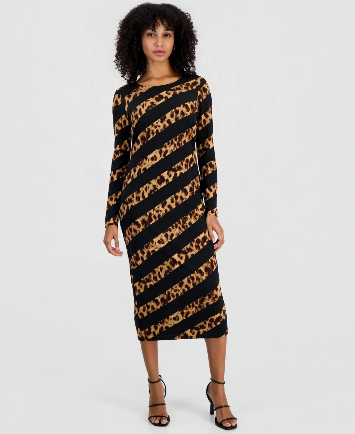 Leopard-Print Long-Sleeve Midi Dress by Sam Edelman
