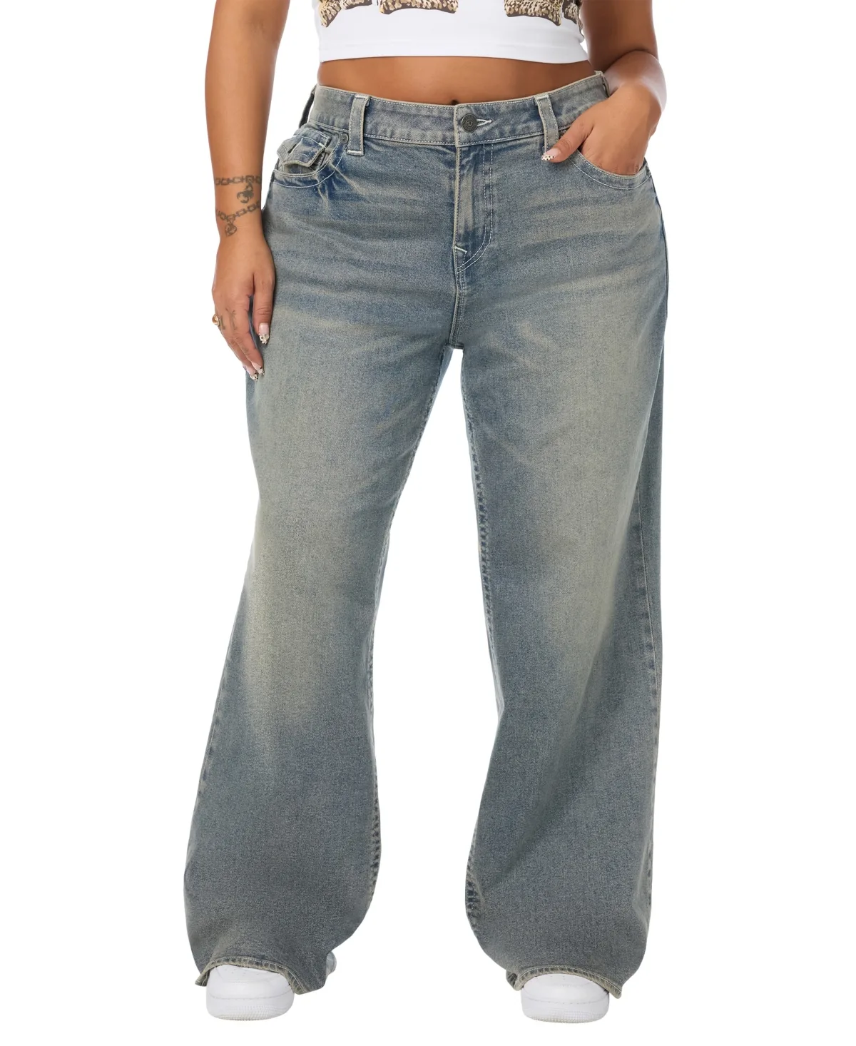 Bobbi Baggy Flap Mid Rise Jeans by True Religion