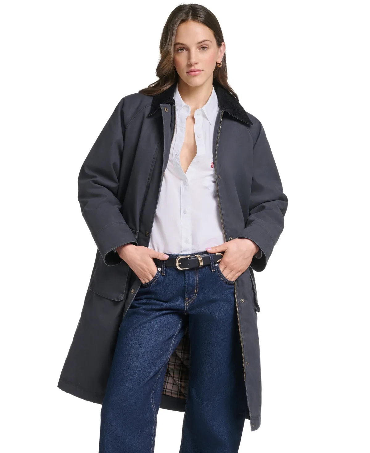 Snap Zipper Long Barn Coat by Levi's