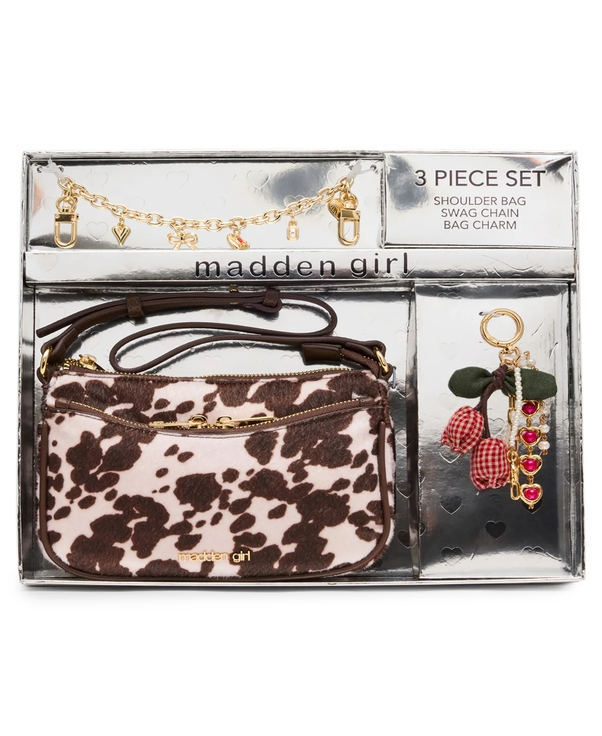 Faux Leather Crossbody Shoulder Bag, 3-Piece Set by Madden Girl
