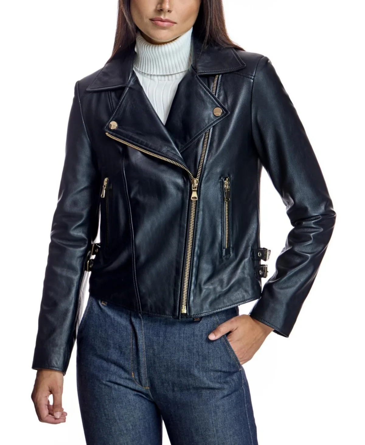 Moto Asymmetrical-Zipper Lightweight Leather Jacket