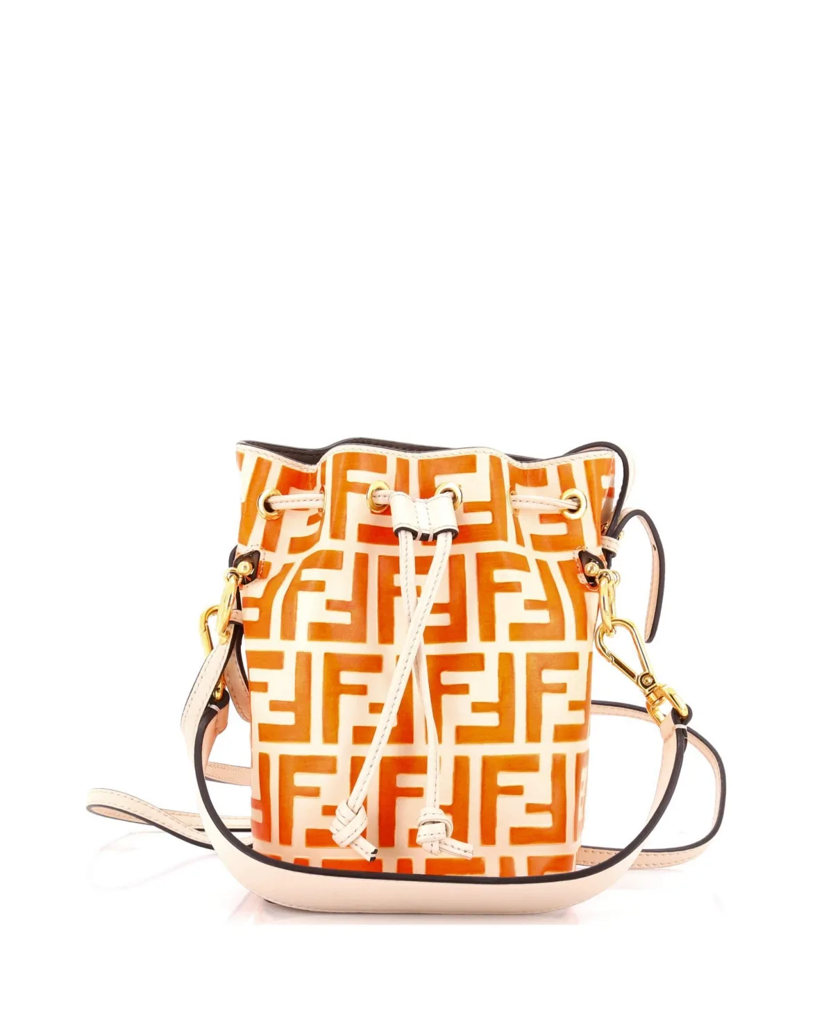 Pre-Owned Fendi Mini Mon Tresor Bucket Bag Zucca Embossed Leather by FENDI