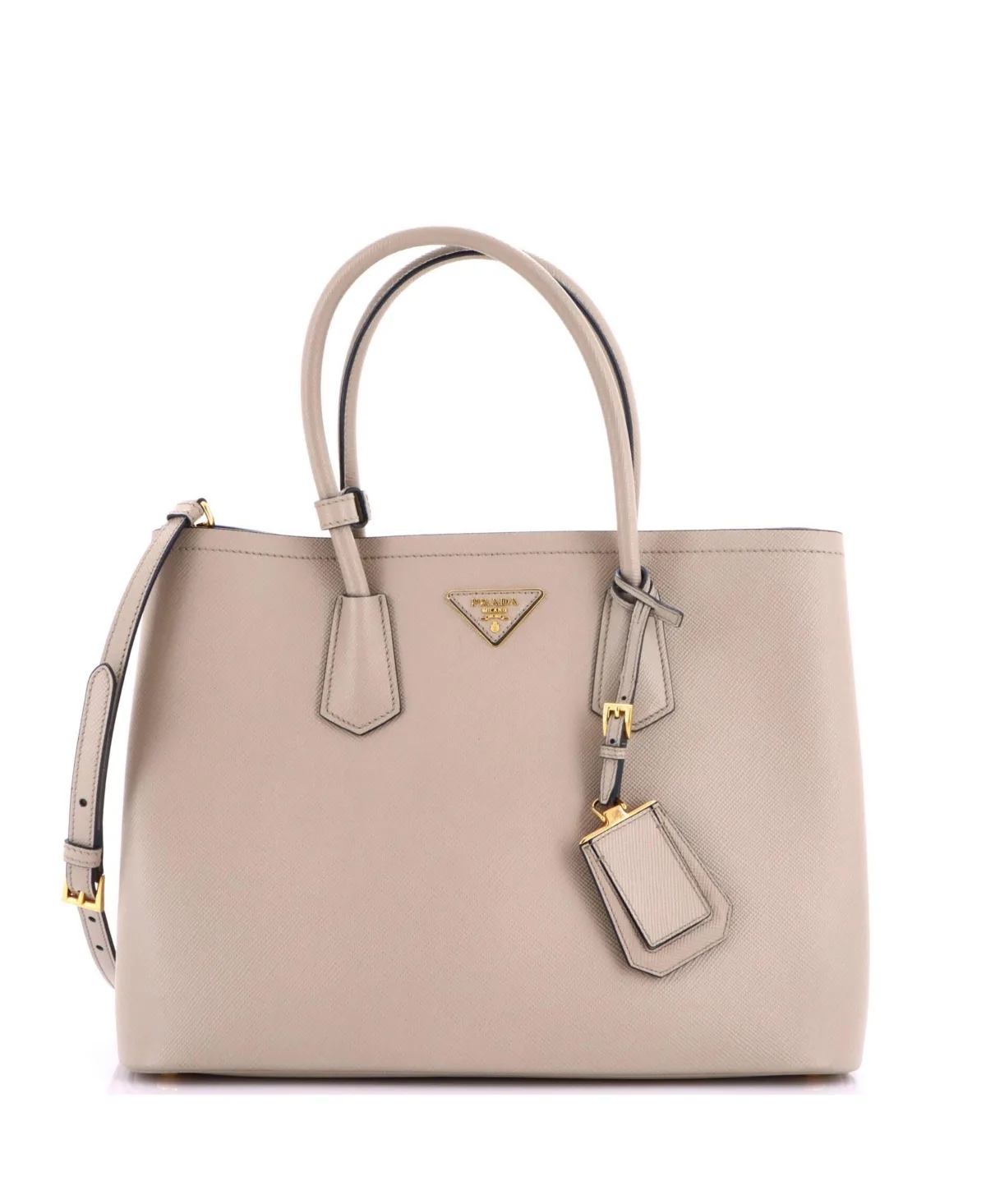 Pre-Owned Prada Medium Cuir Double Tote Saffiano Leather