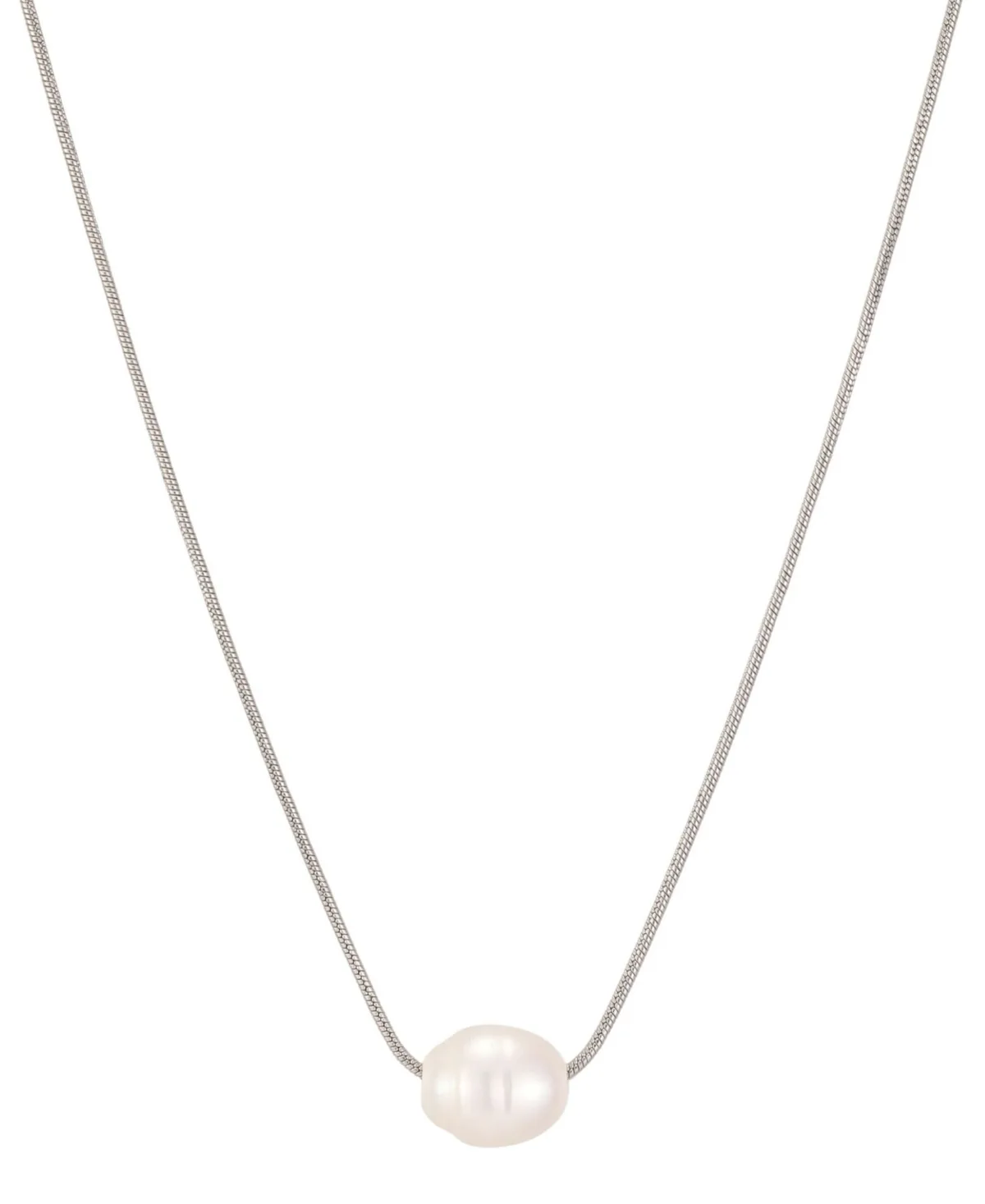 Natural Freshwater Pearl Silver-Tone Adjustable Pendant Necklace by Adornia