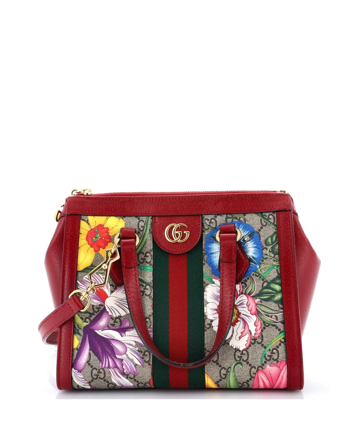 Pre-Owned Small Ophidia Top Handle Tote Flora Gg Coated Canvas by Gucci