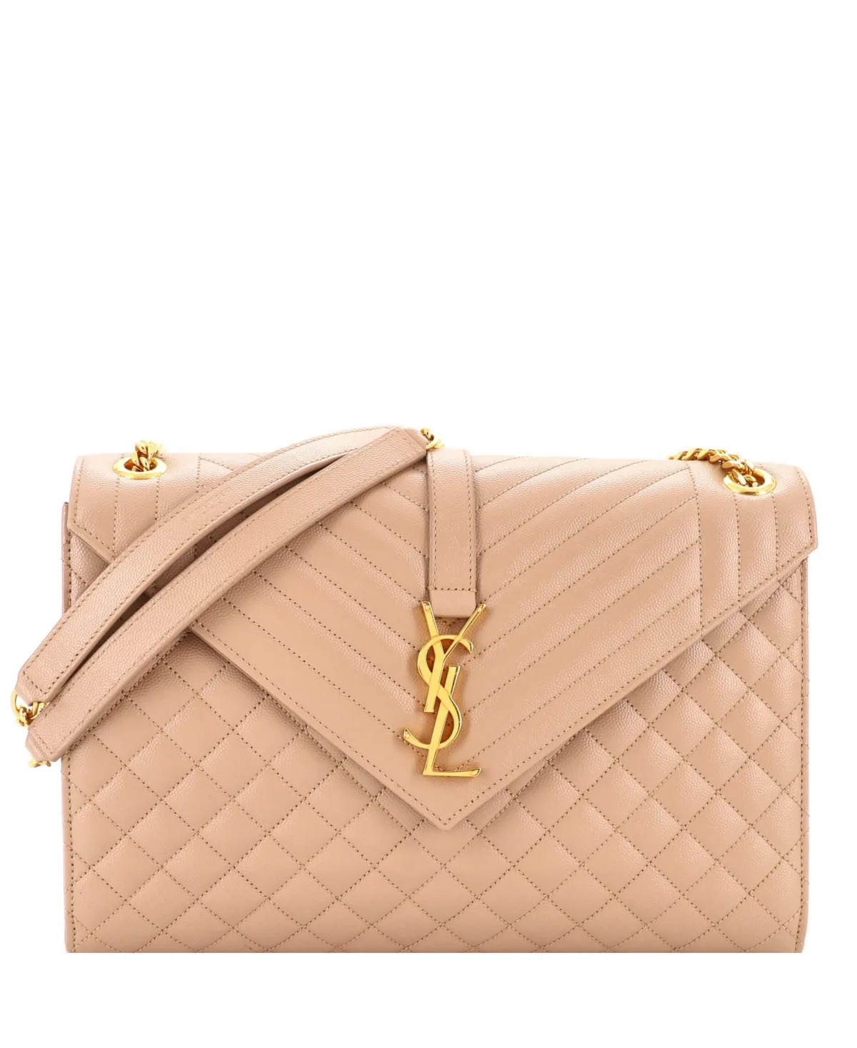 Pre-Owned Large Classic Monogram Envelope Satchel Mixed Matelasse Leather by Saint Laurent