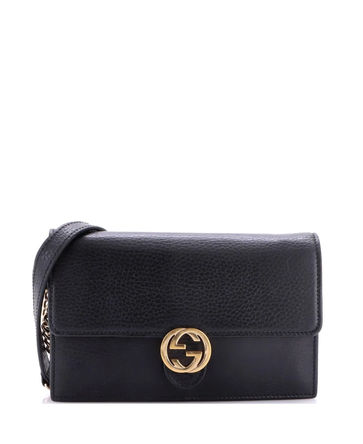 Pre-Owned Interlocking Wallet on Chain Leather