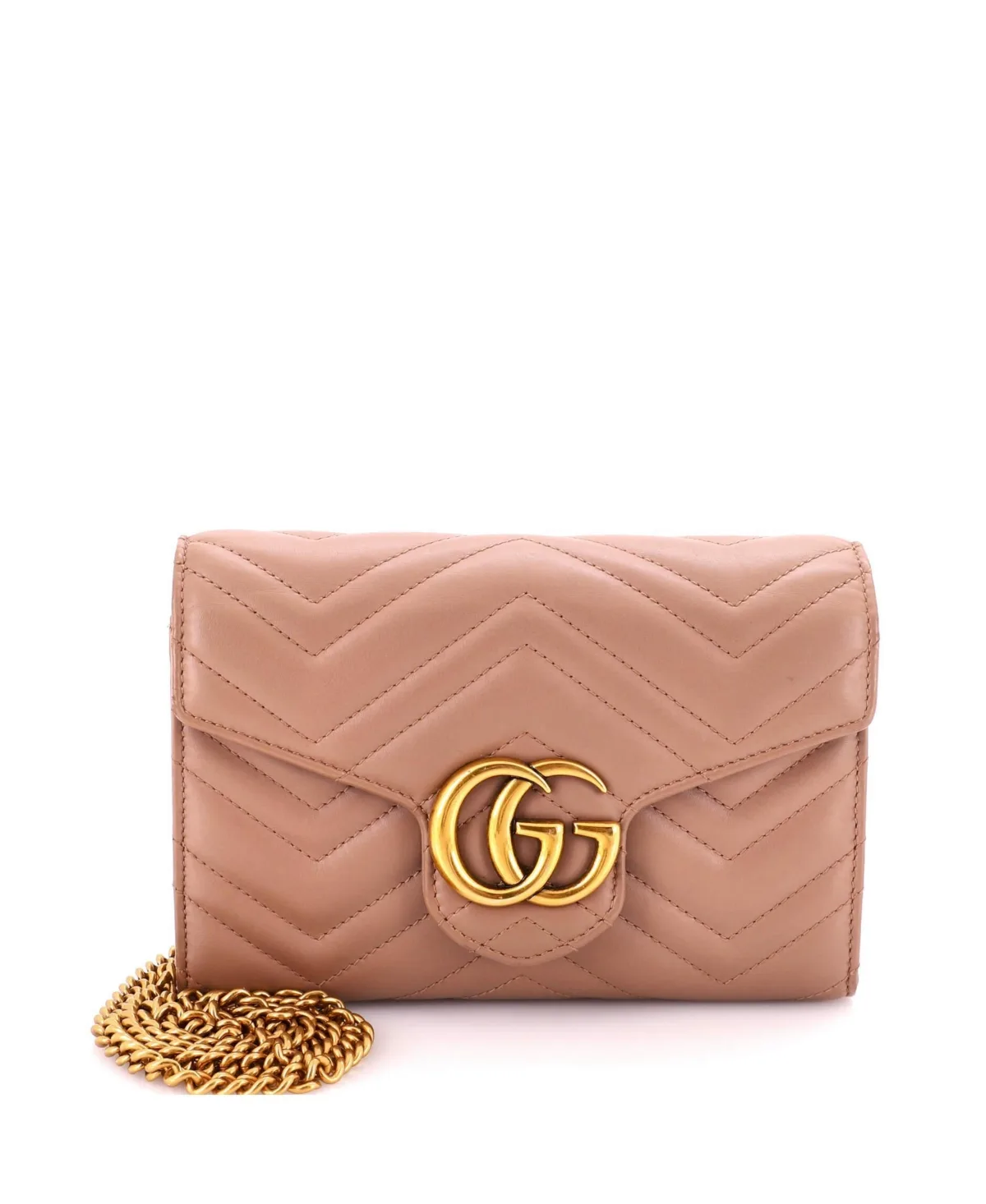 Pre-Owned Mini Gg Marmont Chain Wallet Matelasse Leather