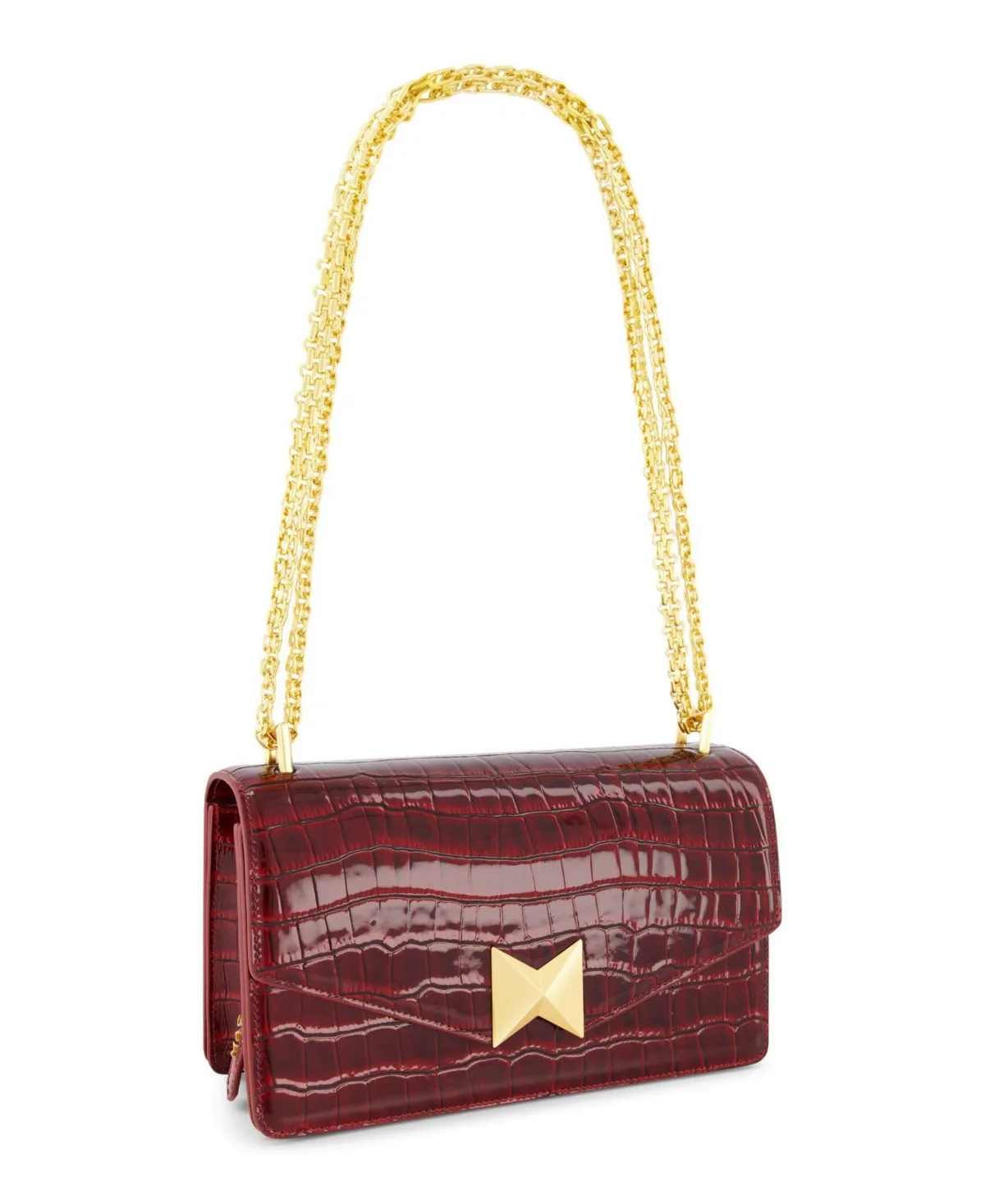 Gold Plated Hardware Crocodile Leather Shoulder Bag by M.A.C.