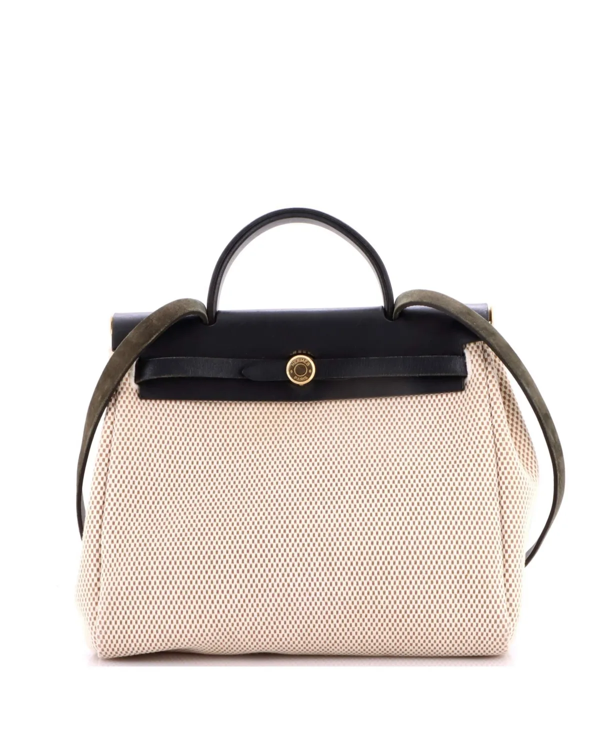Pre-Owned Hermes 31 Herbag Zip Criss Viking Toile and Leather by Hermes